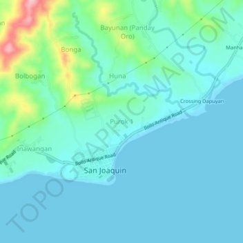 Mappa topografica Purok 1, altitudine, rilievo