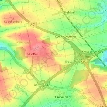 Mappa topografica Neuhof, altitudine, rilievo