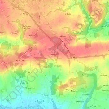 Mappa topografica Kermaria, altitudine, rilievo