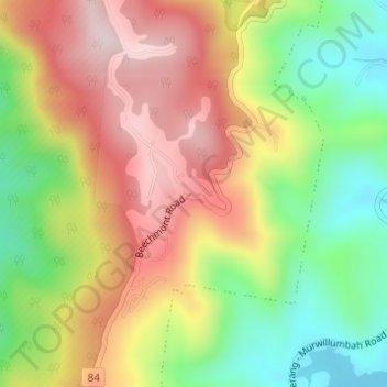 Mappa topografica Lower Beechmont, altitudine, rilievo