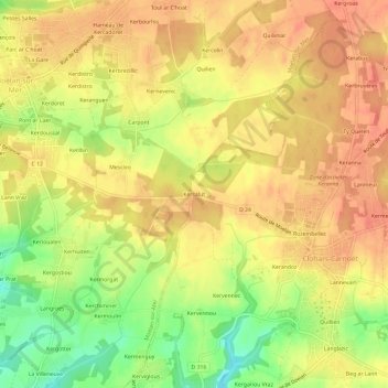 Mappa topografica Kersalut, altitudine, rilievo