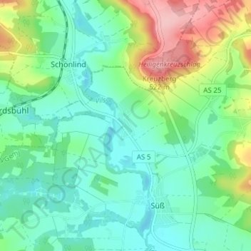 Mappa topografica Irlbach, altitudine, rilievo
