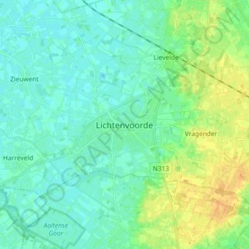 Mappa topografica Lichtenvoorde, altitudine, rilievo