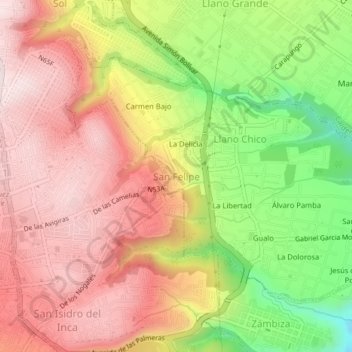 Mappa topografica San Felipe, altitudine, rilievo