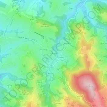 Mappa topografica Guérande, altitudine, rilievo