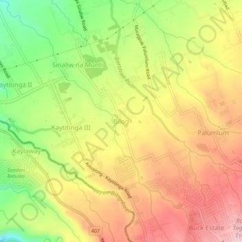 Mappa topografica Bilog, altitudine, rilievo