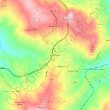Mappa topografica San Giovanni, altitudine, rilievo