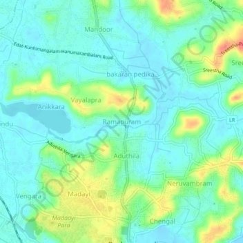 Mappa topografica Ramapuram, altitudine, rilievo