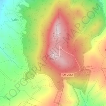 Mappa topografica Santa Comba, altitudine, rilievo