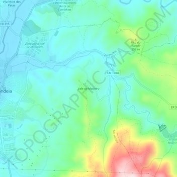 Mappa topografica Vale de Madeiro, altitudine, rilievo
