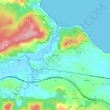 Mappa topografica San Juan, altitudine, rilievo