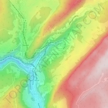 Mappa topografica Les Frasses, altitudine, rilievo