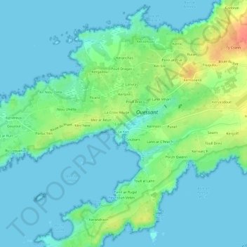 Mappa topografica Lampaul, altitudine, rilievo
