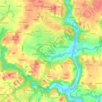 Mappa topografica Mon Désir, altitudine, rilievo