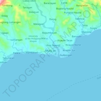 Mappa topografica Miagao, altitudine, rilievo
