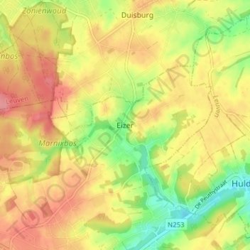 Mappa topografica Eizer, altitudine, rilievo