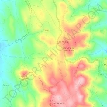 Mappa topografica Espinheiro, altitudine, rilievo