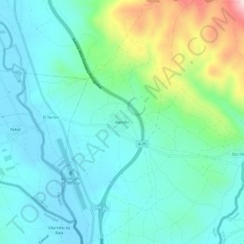 Mappa topografica Mandín, altitudine, rilievo
