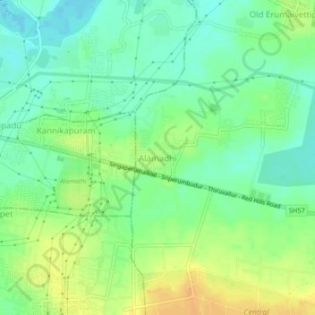 Mappa topografica Alamadhi, altitudine, rilievo