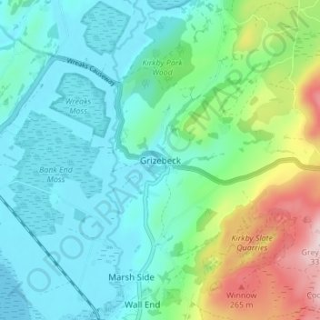 Mappa topografica Grizebeck, altitudine, rilievo