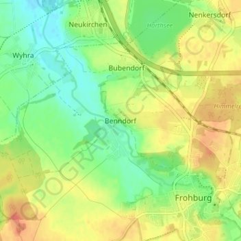 Mappa topografica Benndorf, altitudine, rilievo