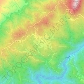 Mappa topografica Seirós, altitudine, rilievo
