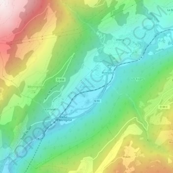 Mappa topografica Centron, altitudine, rilievo