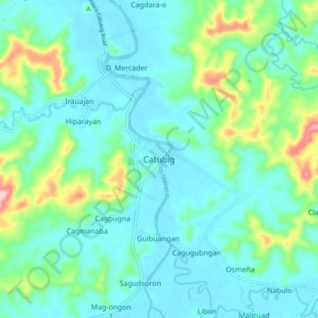 Mappa topografica Catubig, altitudine, rilievo