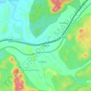 Mappa topografica Manpura, altitudine, rilievo