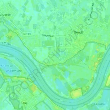 Mappa topografica Kommerdijk, altitudine, rilievo