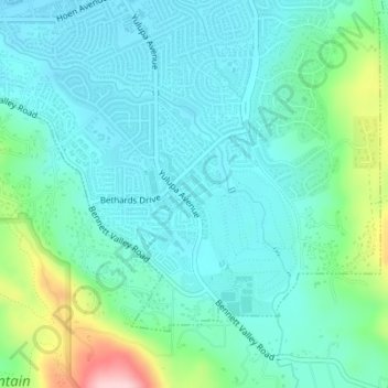 Mappa topografica Bennett Valley, altitudine, rilievo