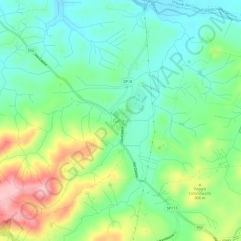 Mappa topografica Gallina, altitudine, rilievo
