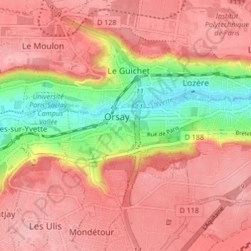 Mappa topografica La Bouvêche, altitudine, rilievo