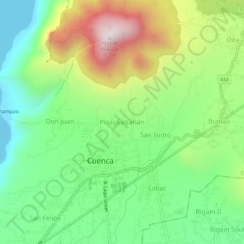 Mappa topografica Pinagkaisahan, altitudine, rilievo