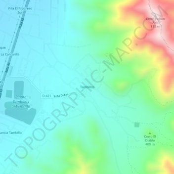 Mappa topografica Tambillos, altitudine, rilievo