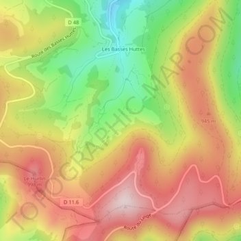 Mappa topografica Le Linge, altitudine, rilievo
