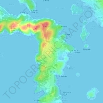 Mappa topografica Premantura, altitudine, rilievo