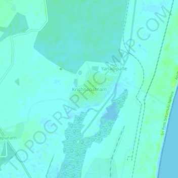 Mappa topografica Krishnapatnam, altitudine, rilievo