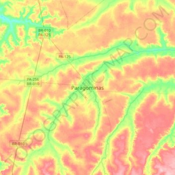 Mappa topografica Paragominas, altitudine, rilievo