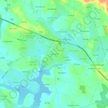 Mappa topografica Le Poulprio, altitudine, rilievo