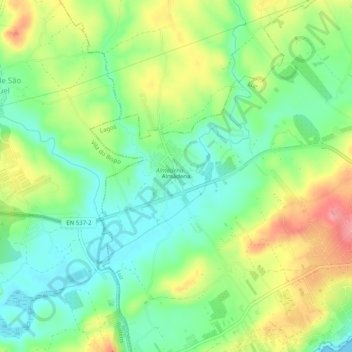 Mappa topografica Almádena, altitudine, rilievo