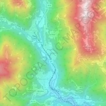 Mappa topografica Vernetto, altitudine, rilievo