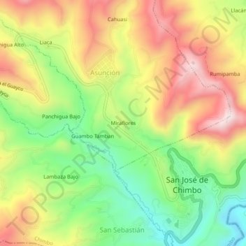 Mappa topografica Miraflores, altitudine, rilievo