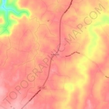 Mappa topografica Grimsley, altitudine, rilievo