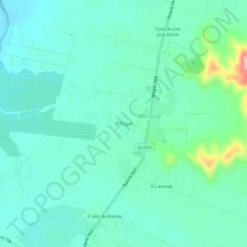 Mappa topografica El Trigal, altitudine, rilievo
