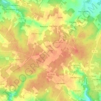 Mappa topografica La Tillée, altitudine, rilievo