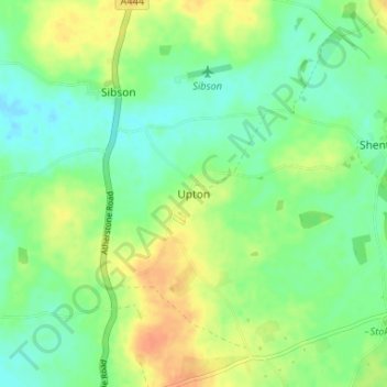Mappa topografica Upton, altitudine, rilievo