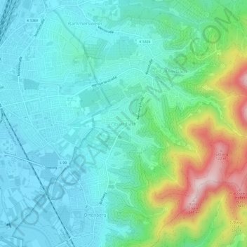 Mappa topografica Fessenbach, altitudine, rilievo