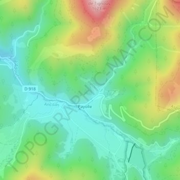 Mappa topografica Espiadet, altitudine, rilievo