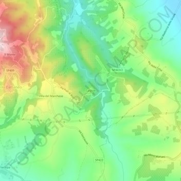 Mappa topografica Gaglioli, altitudine, rilievo